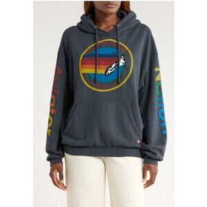 Aviator Nation Las Vegas Hoodie Medium Heathered Blue Drop Shoulder Pullover